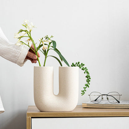 U - Shaped Beige Vase The Unalia Brand