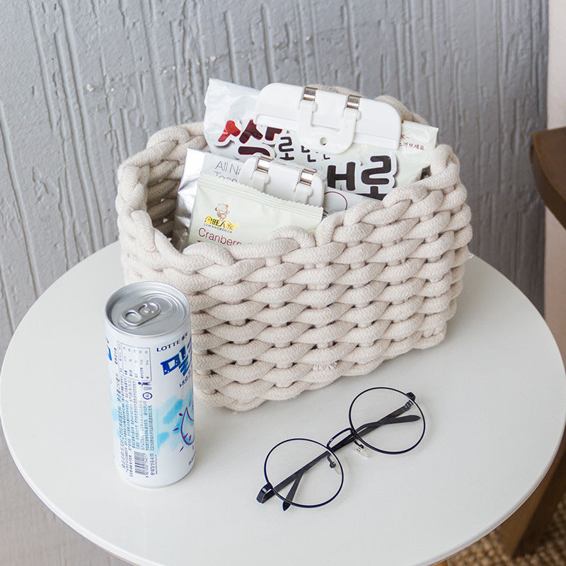 Nordic Wind Hand-woven Thick Cotton Rope Storage Box Simple Storage Basket The Unalia Brand