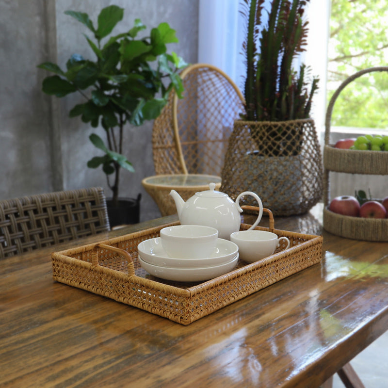 Tea Table Storage Rattan Desktop Storage Box Tray The Unalia Brand