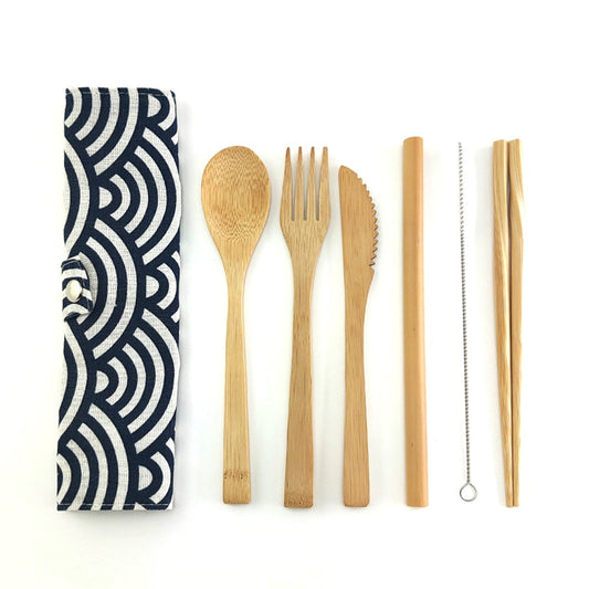 Bamboo Cutlery Set + Bag The Unalia Brand