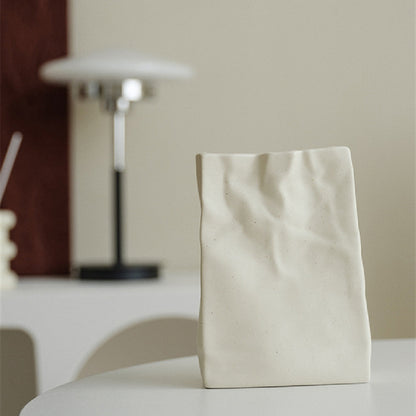 Simple Cream Wrinkled Paper Bag Vase The Unalia Brand