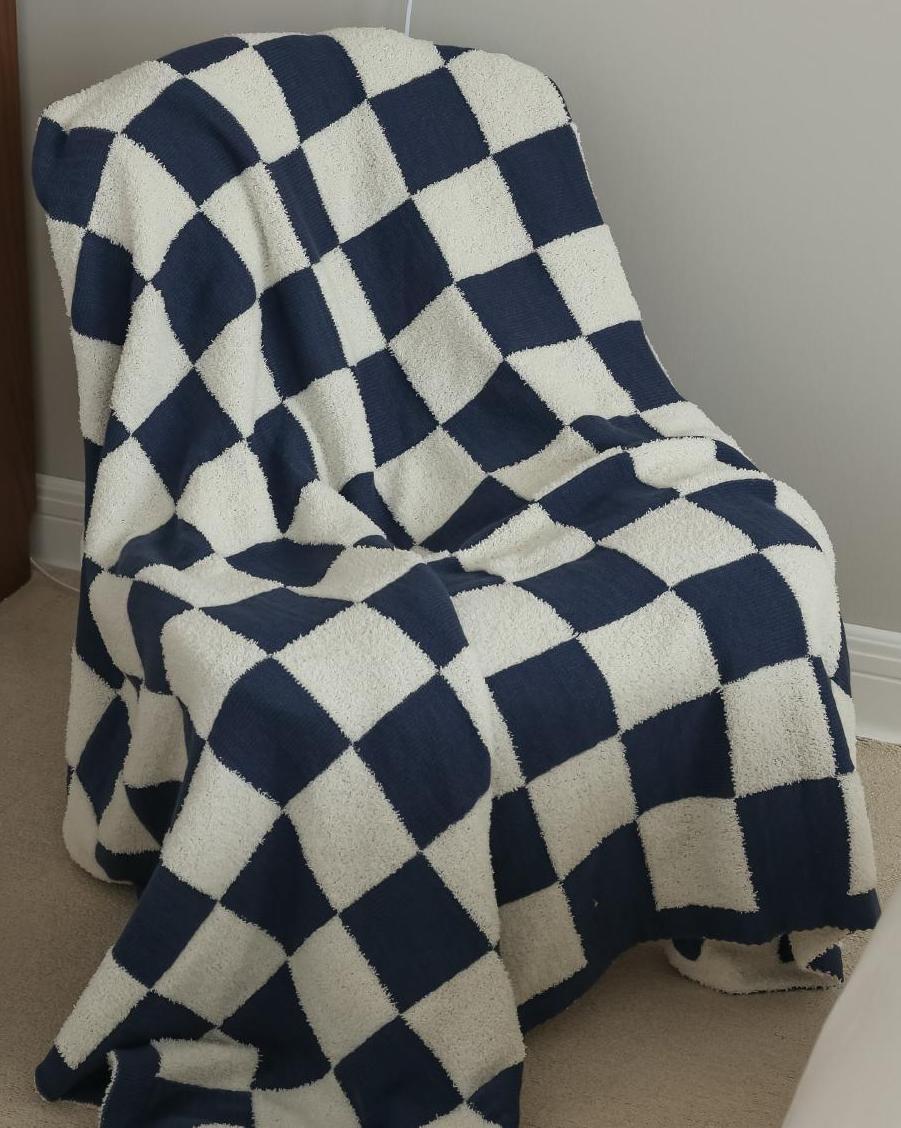 Checkerboard Lamb Fleece Casual Sofa Blanket The Unalia Brand