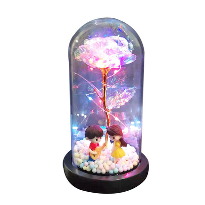 Eternal Rose LED Glass Lantern The Unalia Brand