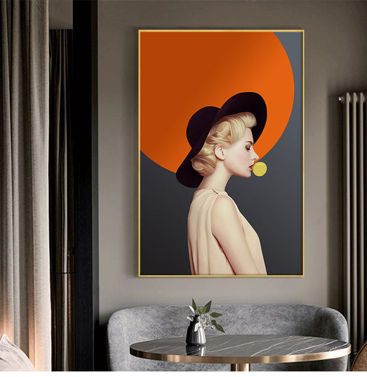 Orange Lady Wall Hanging Painting