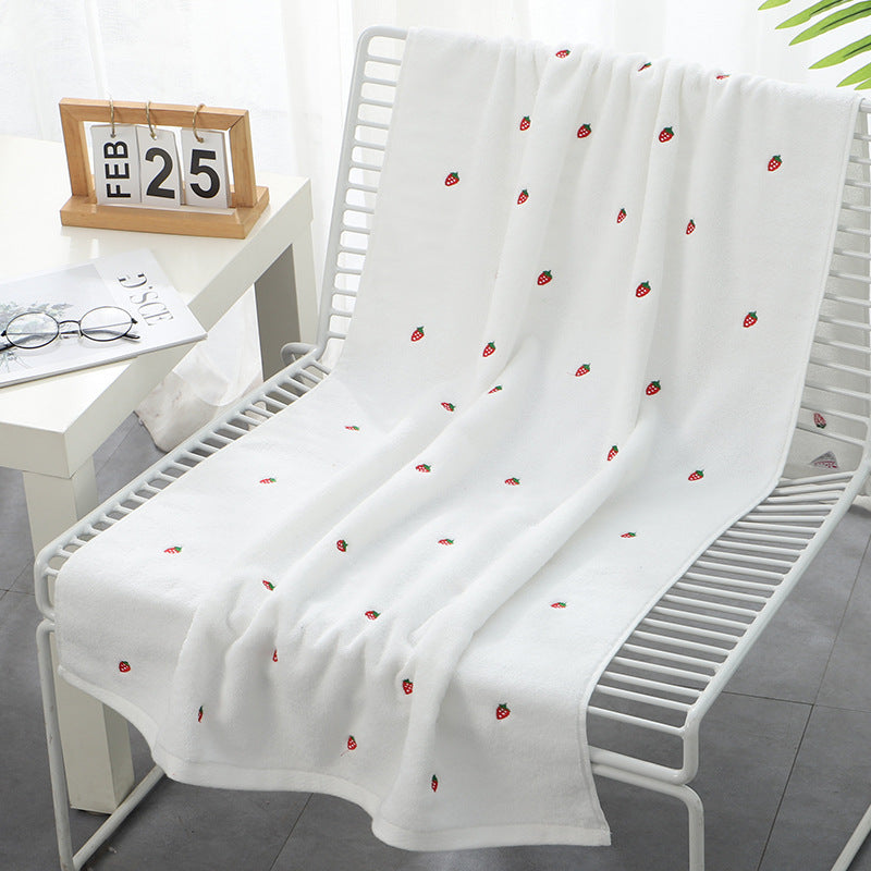 Strawberry Embroidered Cotton Towels The Unalia Brand