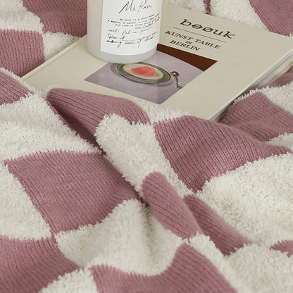 Checkerboard Lamb Fleece Casual Sofa Blanket The Unalia Brand