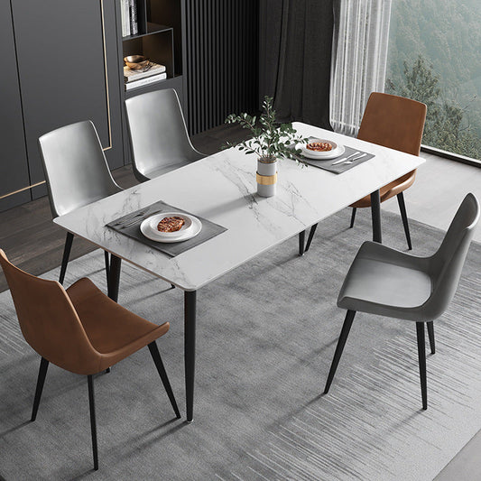 Minimalist Rectangular Stone Plate Dining Table The Unalia Brand