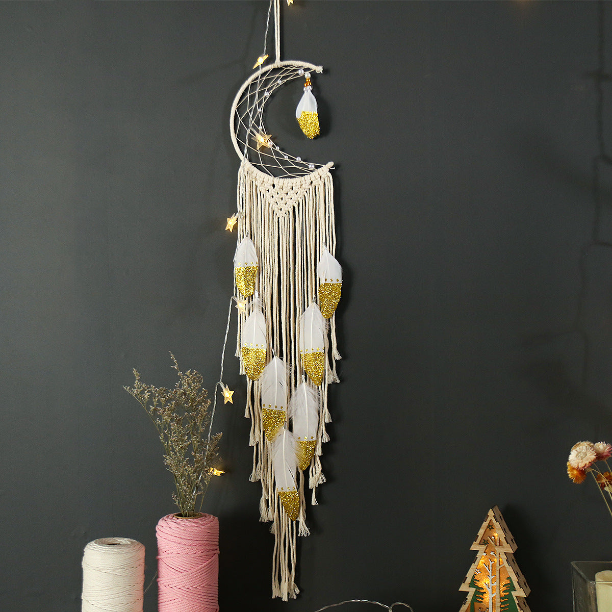 Handwoven Crescent Dream Catcher The Unalia Brand