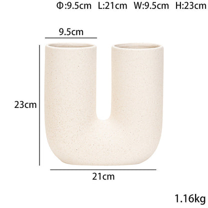 U - Shaped Beige Vase The Unalia Brand