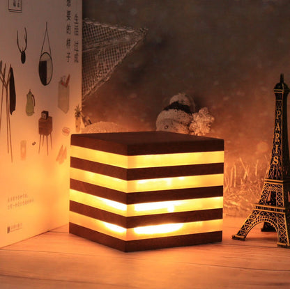 Walnut Cube Decoration Lamp The Unalia Brand