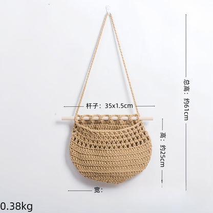 Cotton Braided Tapestry Storage Netizen Dormitory Room Wall Decoration Pendant Pastoral Net Bag The Unalia Brand