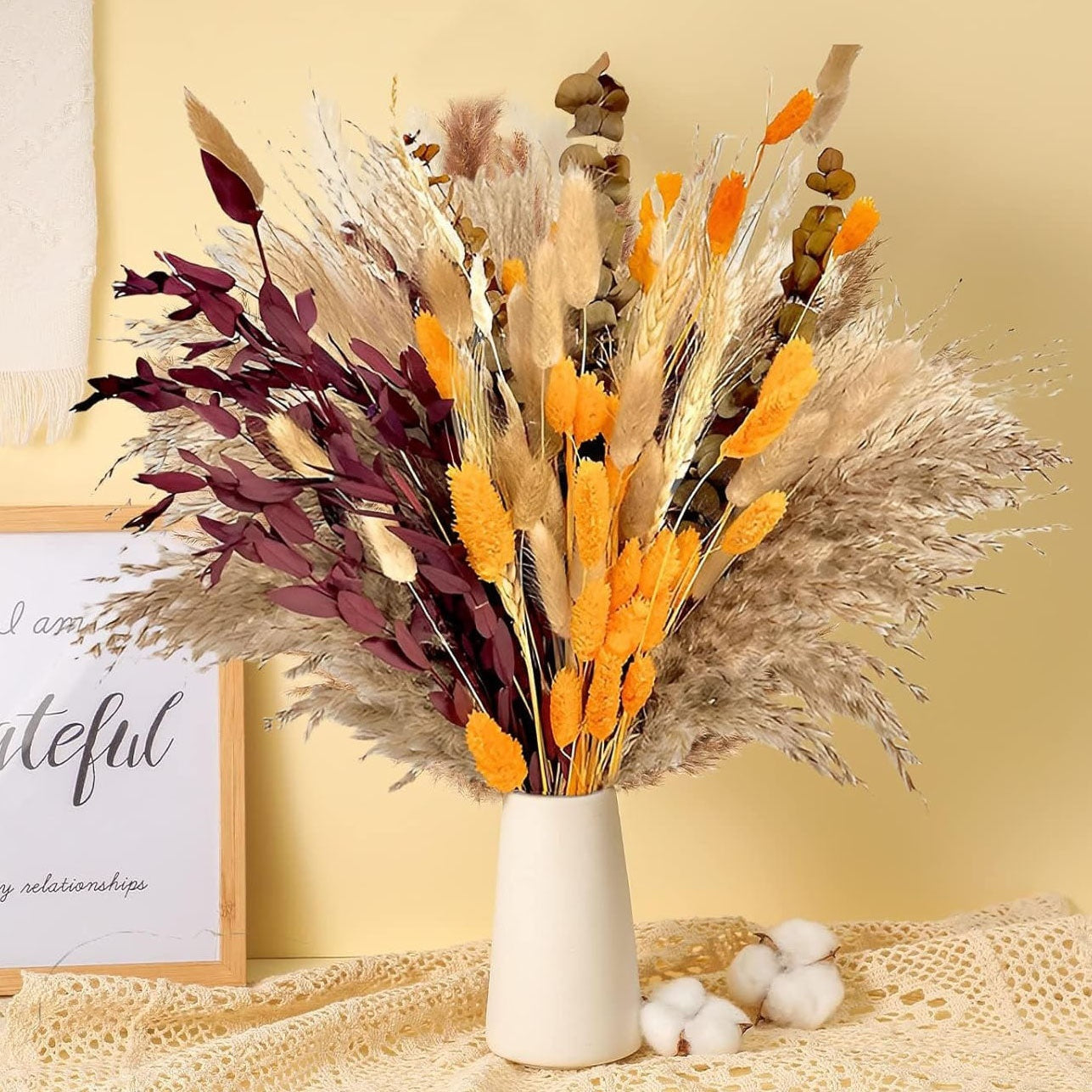 PAMPAS Bohemian Decorative Reed Rabbit Tail Grass Mix And Match Dried Flowers Bouquet The Unalia Brand