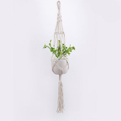 4 Piece Macrame Plant Hangers + Shelf The Unalia Brand