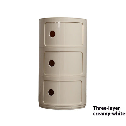 Round Bedside Table Modern Plastic Storage Cabinet Multi-layer Small Side Cabinet Living Room Locker The Unalia Brand