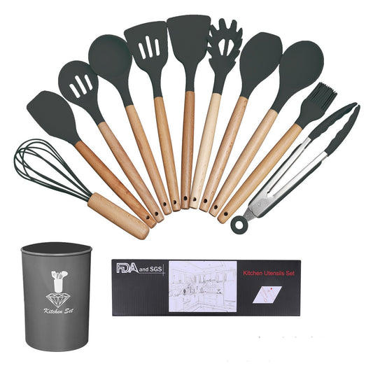 Silicone Wood Cooking Utensils Set The Unalia Brand