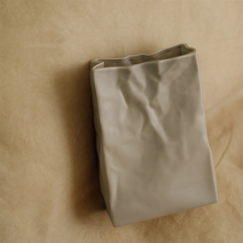 Simple Cream Wrinkled Paper Bag Vase The Unalia Brand