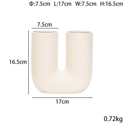 U - Shaped Beige Vase The Unalia Brand