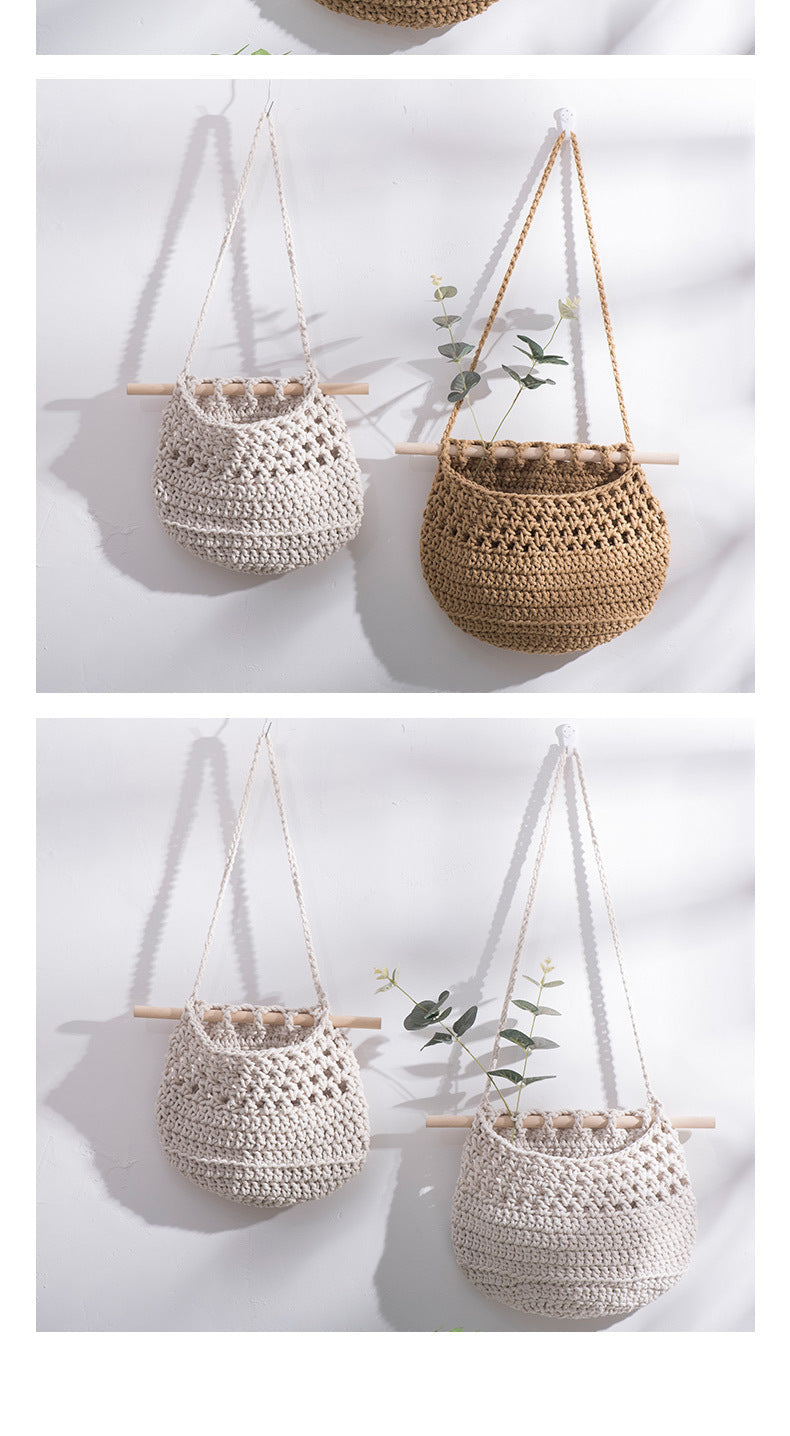 Cotton Braided Tapestry Storage Netizen Dormitory Room Wall Decoration Pendant Pastoral Net Bag The Unalia Brand