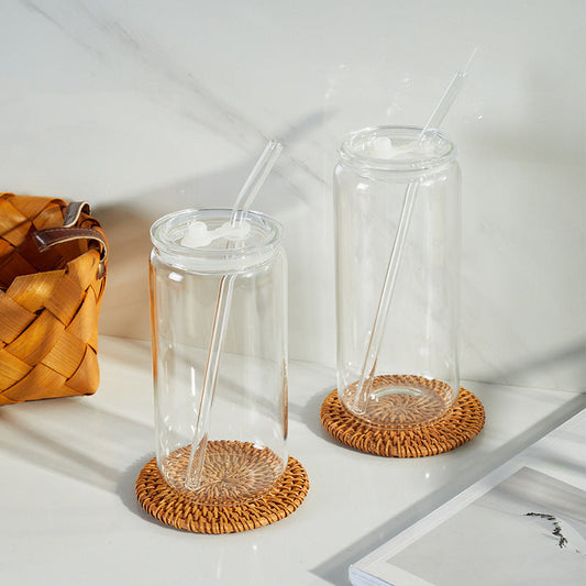 Bamboo Cover Glass Cup + Straw The Unalia Brand