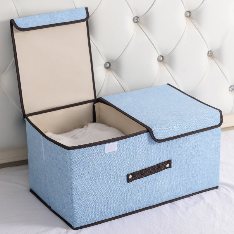 Cotton And Linen Fabric Double Lid Storage Box Foldable The Unalia Brand