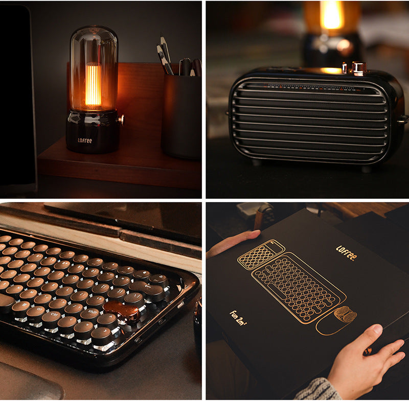 Wireless Office Black Gold Textured Retro Bluetooth Mechanical Keyboard And Mouse Set The Unalia Brand