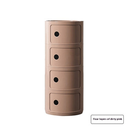 Round Bedside Table Modern Plastic Storage Cabinet Multi-layer Small Side Cabinet Living Room Locker The Unalia Brand