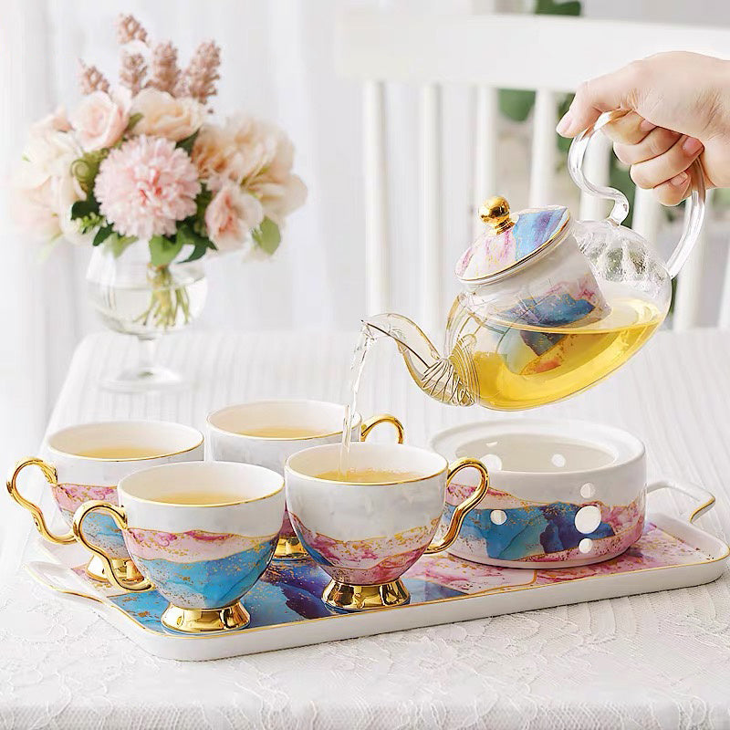 English Ceramic Glass Flower Tea Cup Set The Unalia Brand