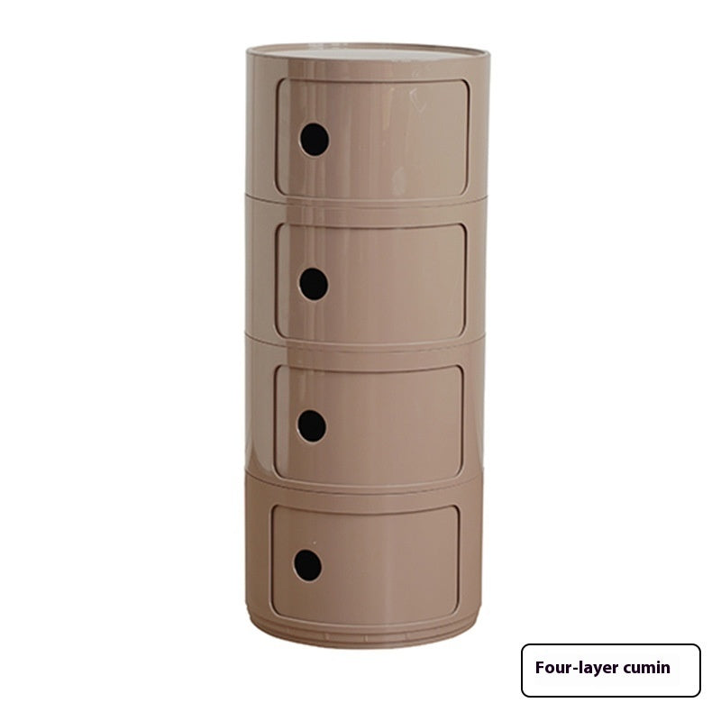 Round Bedside Table Modern Plastic Storage Cabinet Multi-layer Small Side Cabinet Living Room Locker The Unalia Brand