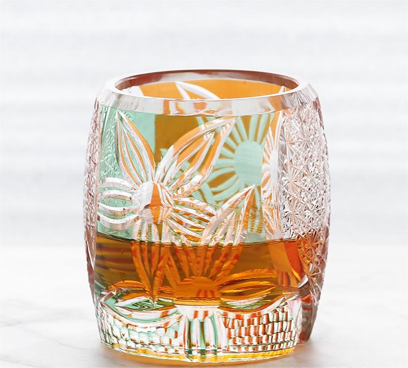 Japanese-style Edo Cut Hand Carved Crystal Glass Whisky Tumbler Mild Luxury Retro The Unalia Brand