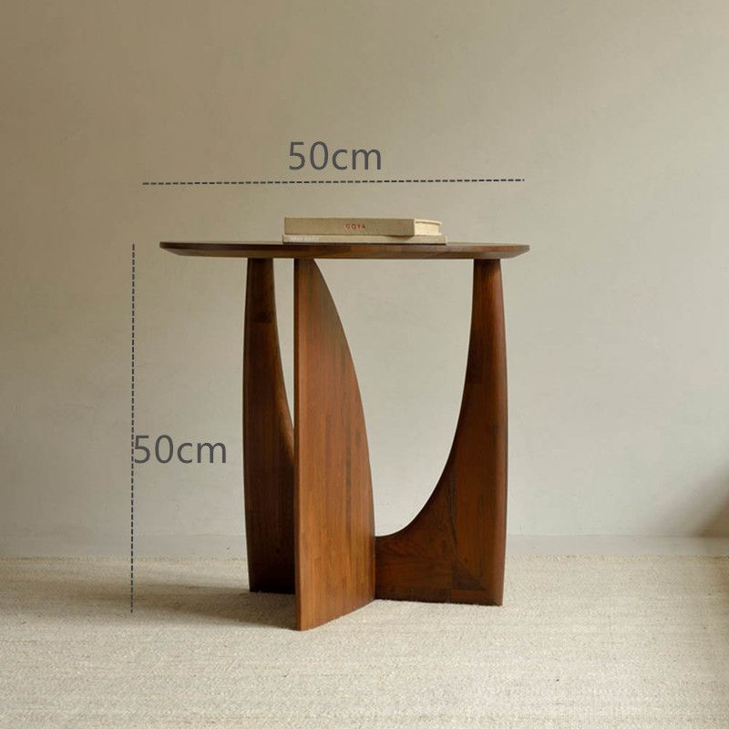 Round Solid Wood Side Table Geometric Designer Corner Table Black Bedside Table The Unalia Brand