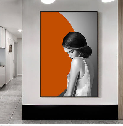 Cuadro para colgar en la pared con la imagen de una dama naranja