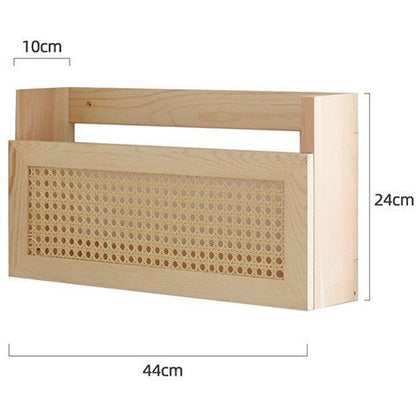 Solid Wood Rattan Wall Hanging Storage Rack The Unalia Brand