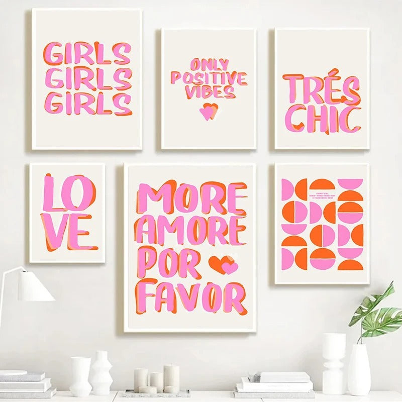 All Pink Girly Wall Painting