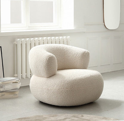 Minimalist Creative Casual White Lambswool Lazy Small Apartment Single Sofa Chair The Unalia Brand