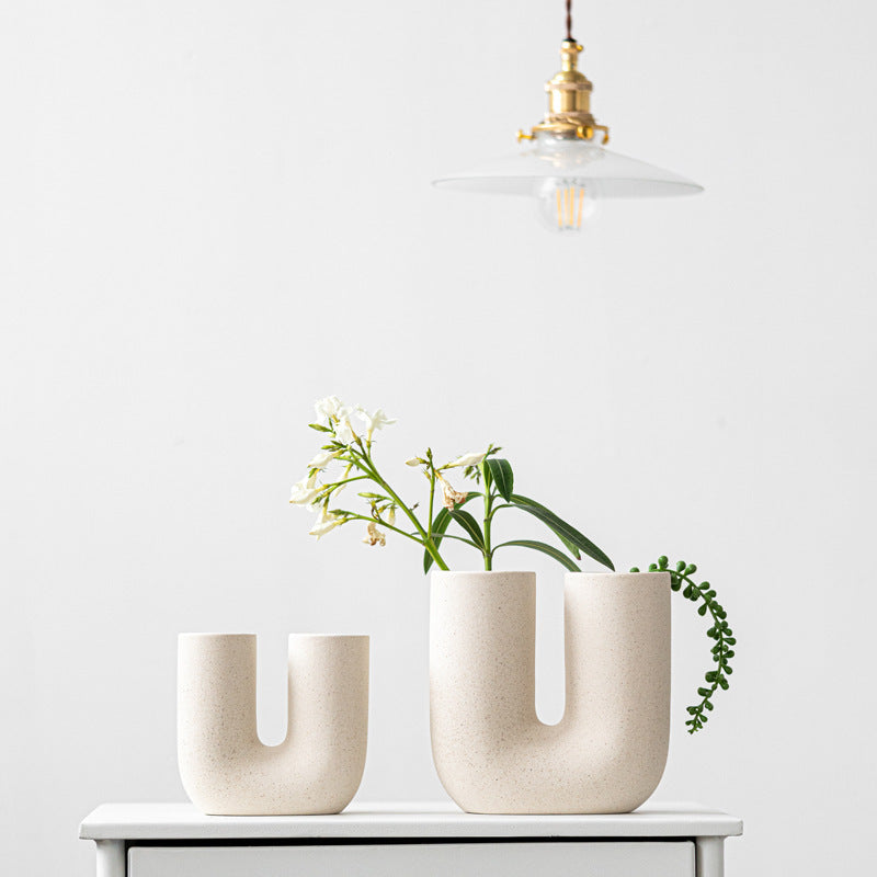 U - Shaped Beige Vase The Unalia Brand