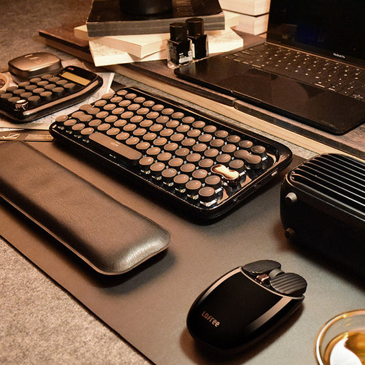 Wireless Office Black Gold Textured Retro Bluetooth Mechanical Keyboard And Mouse Set The Unalia Brand