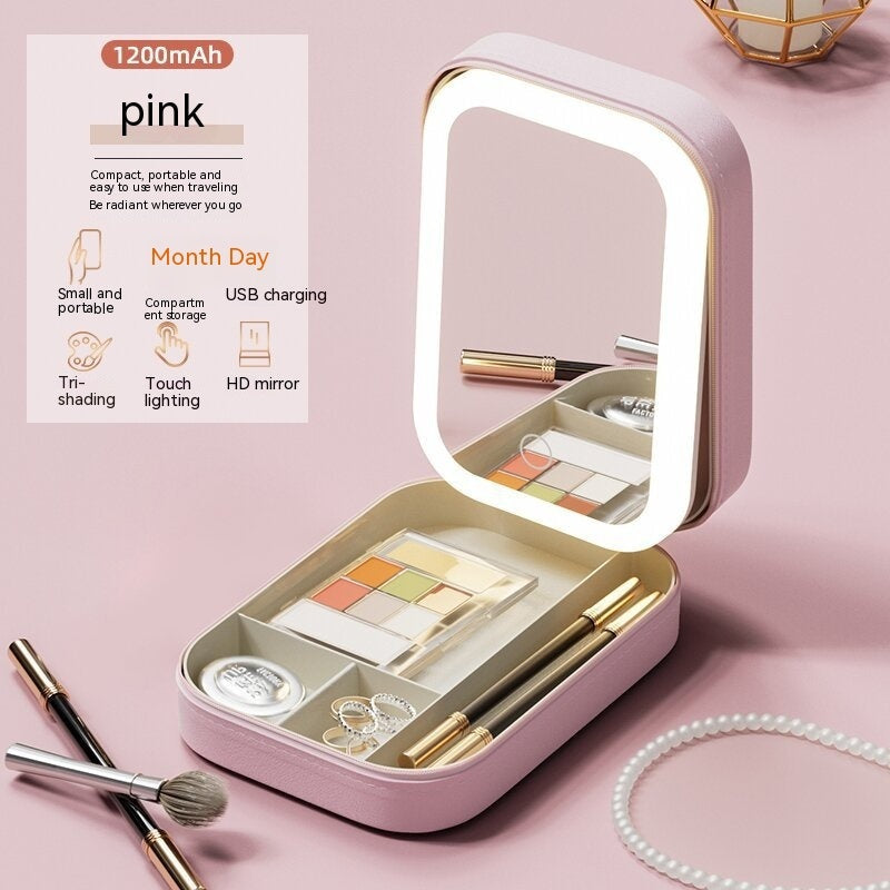 Storage Box With LED Light Mirror The Unalia Brand