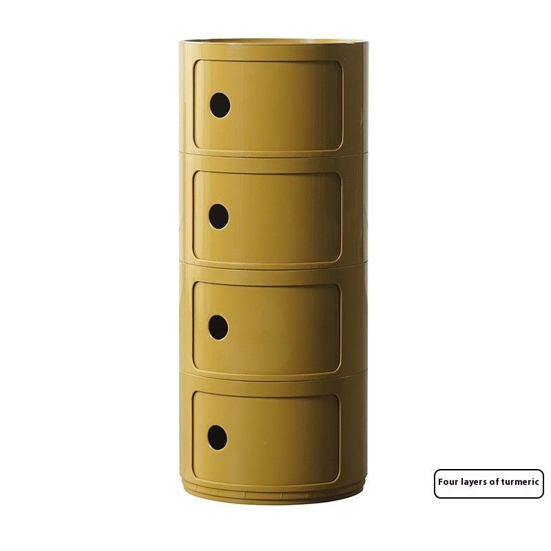 Round Bedside Table Modern Plastic Storage Cabinet Multi-layer Small Side Cabinet Living Room Locker The Unalia Brand