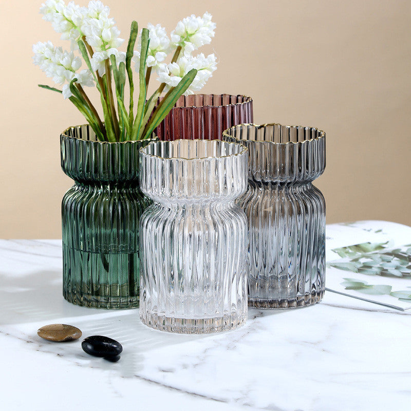 Assorted Ribbed Glass Vases The Unalia Brand