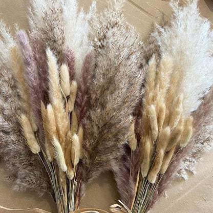 PAMPAS Bohemian Decorative Reed Rabbit Tail Grass Mix And Match Dried Flowers Bouquet The Unalia Brand